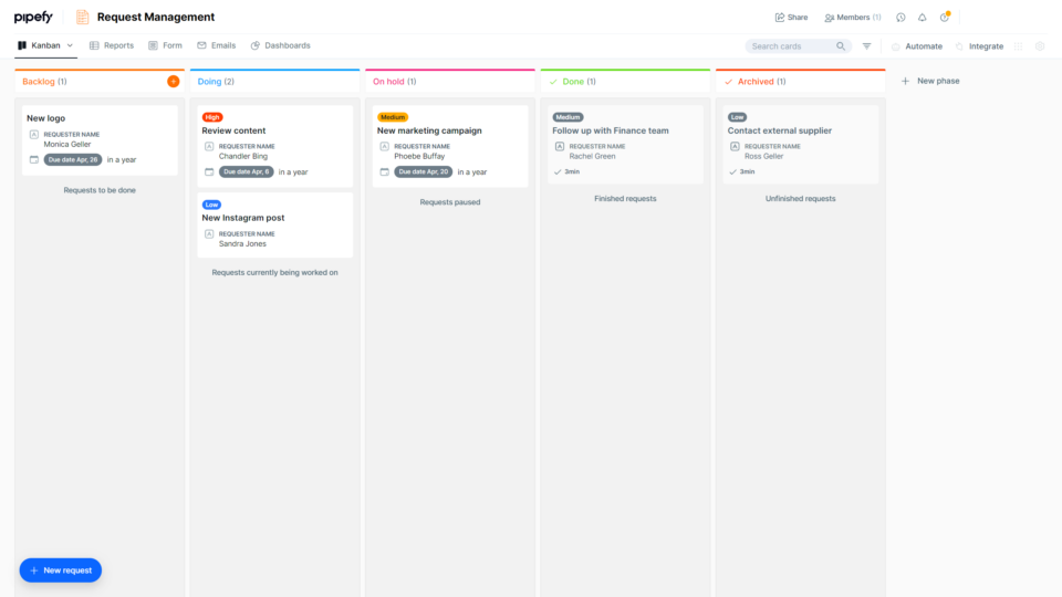 Pipefy request workflow detail for best request management software